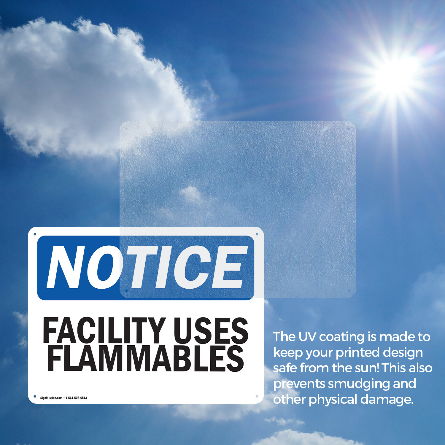 (2 Pack) Facility Uses Flammables OSHA Notice Sign Decal Metal Plastic