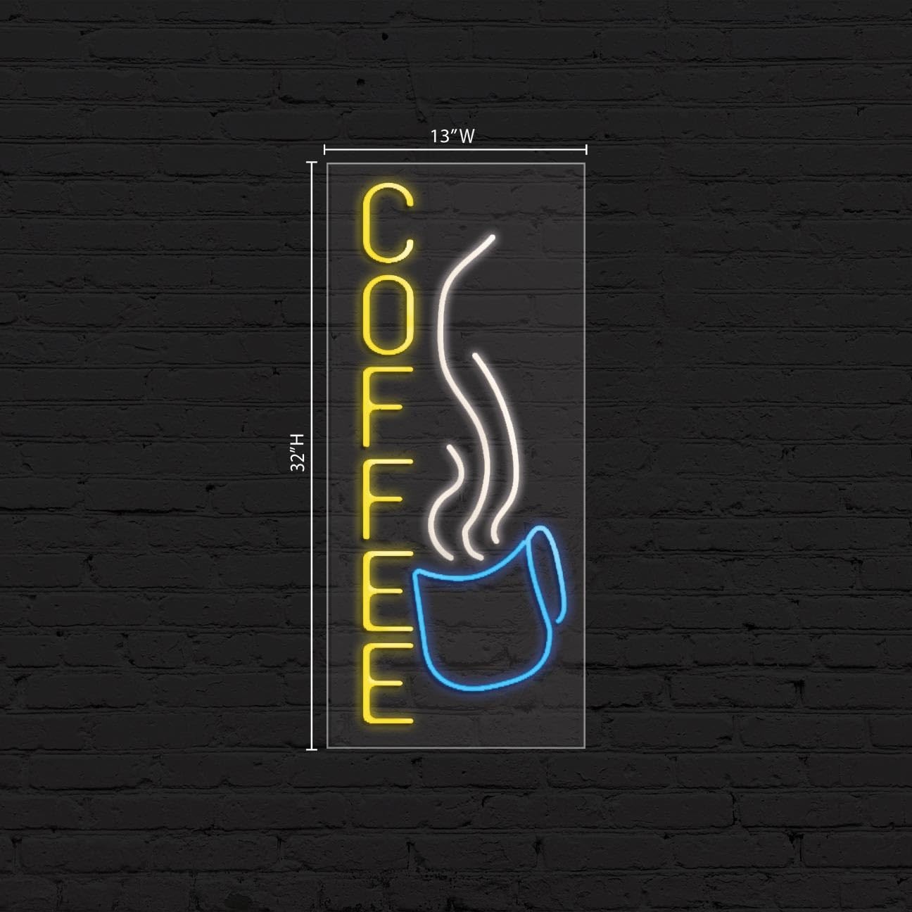 Coffee (vertical) Sign for Business Display | LED Flex Neon | 13″W x 32″H x 1″D