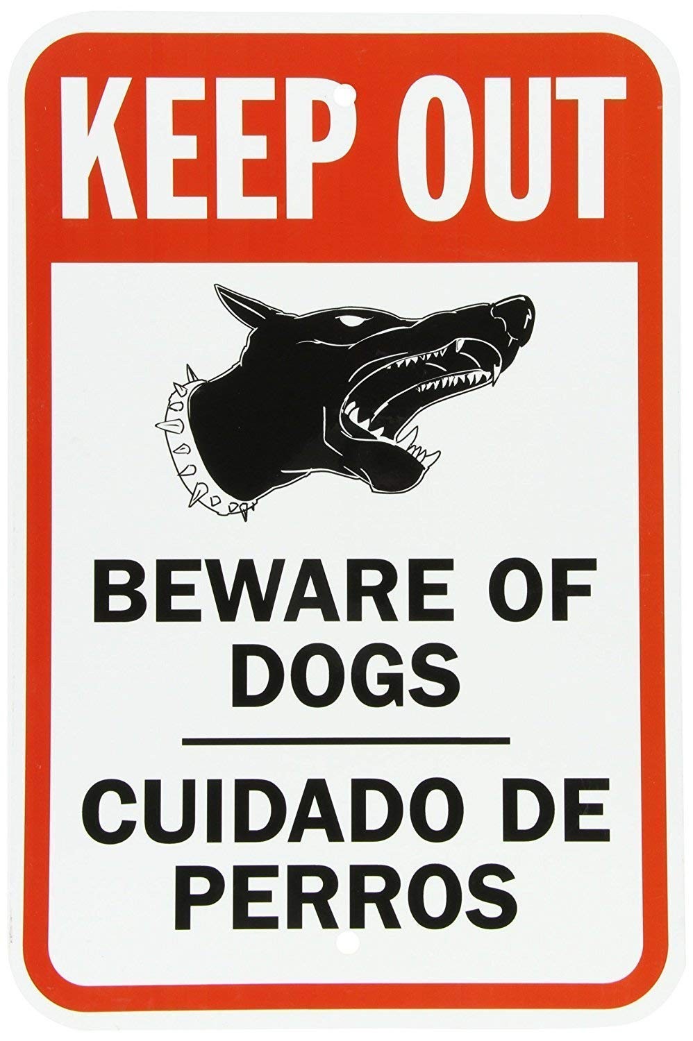 Aluminum Sign Legend Keep Out Beware of Dogs Bilingual Sign with Graphic 8″ X…