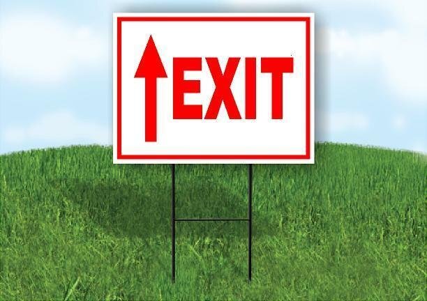 EXIT STRAIGHT arrow red Yard Sign with Stand LAWN SIGN