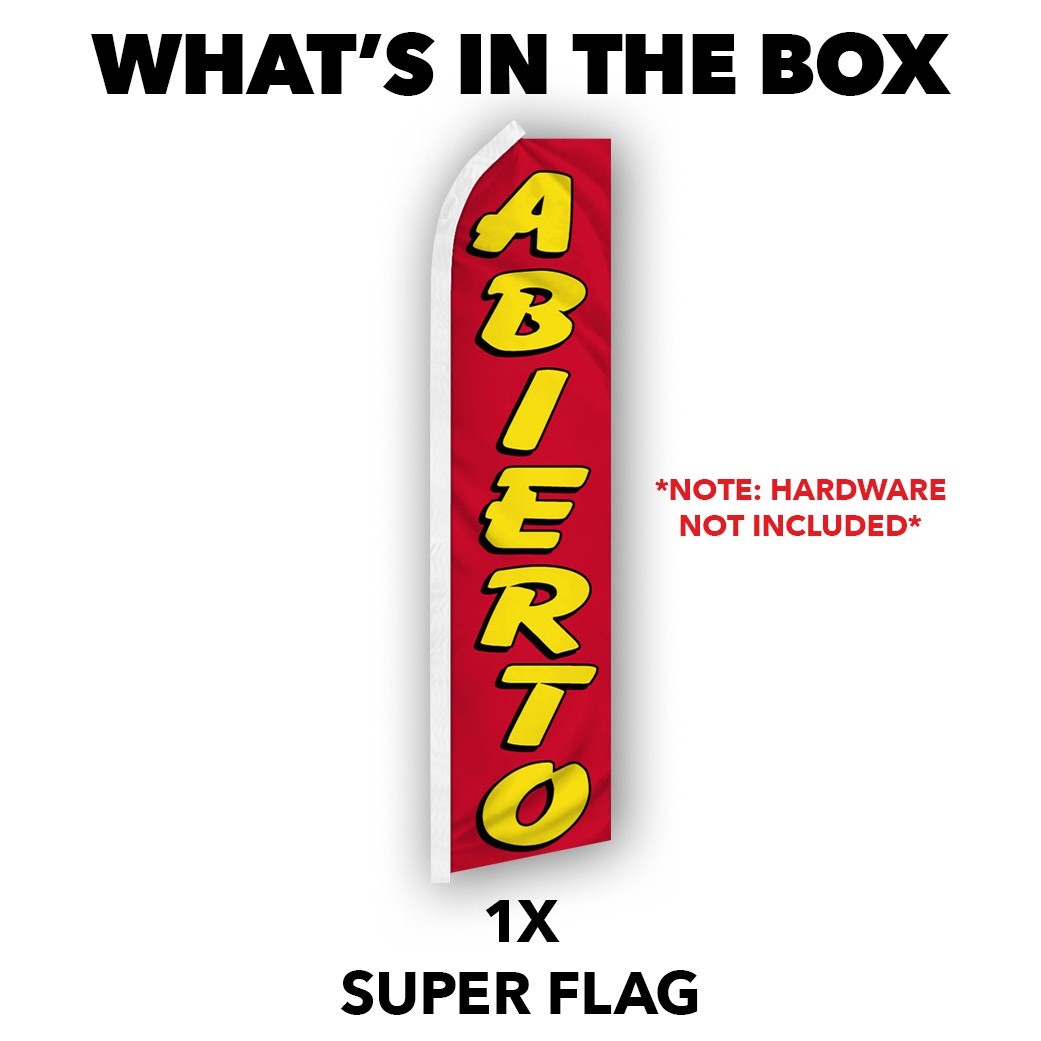 Abierto Advertising Swooper Feather Flutter Flag We’re Open Flag