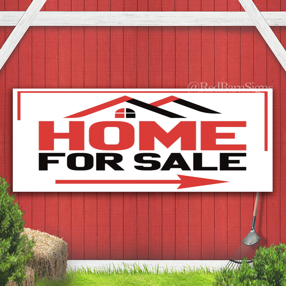 Home For Sale Arrow Indoor Outdoor Banner Sign with grommets