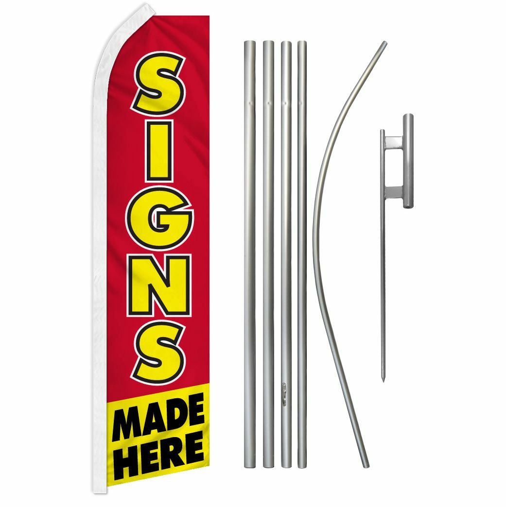 “SIGNS MADE HERE” Advertising Super Flag & Pole Kit