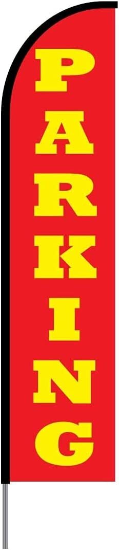 Parking Flag Feather Swooper Banner Pole Kit Outdoor Advertising Sign, 15ft