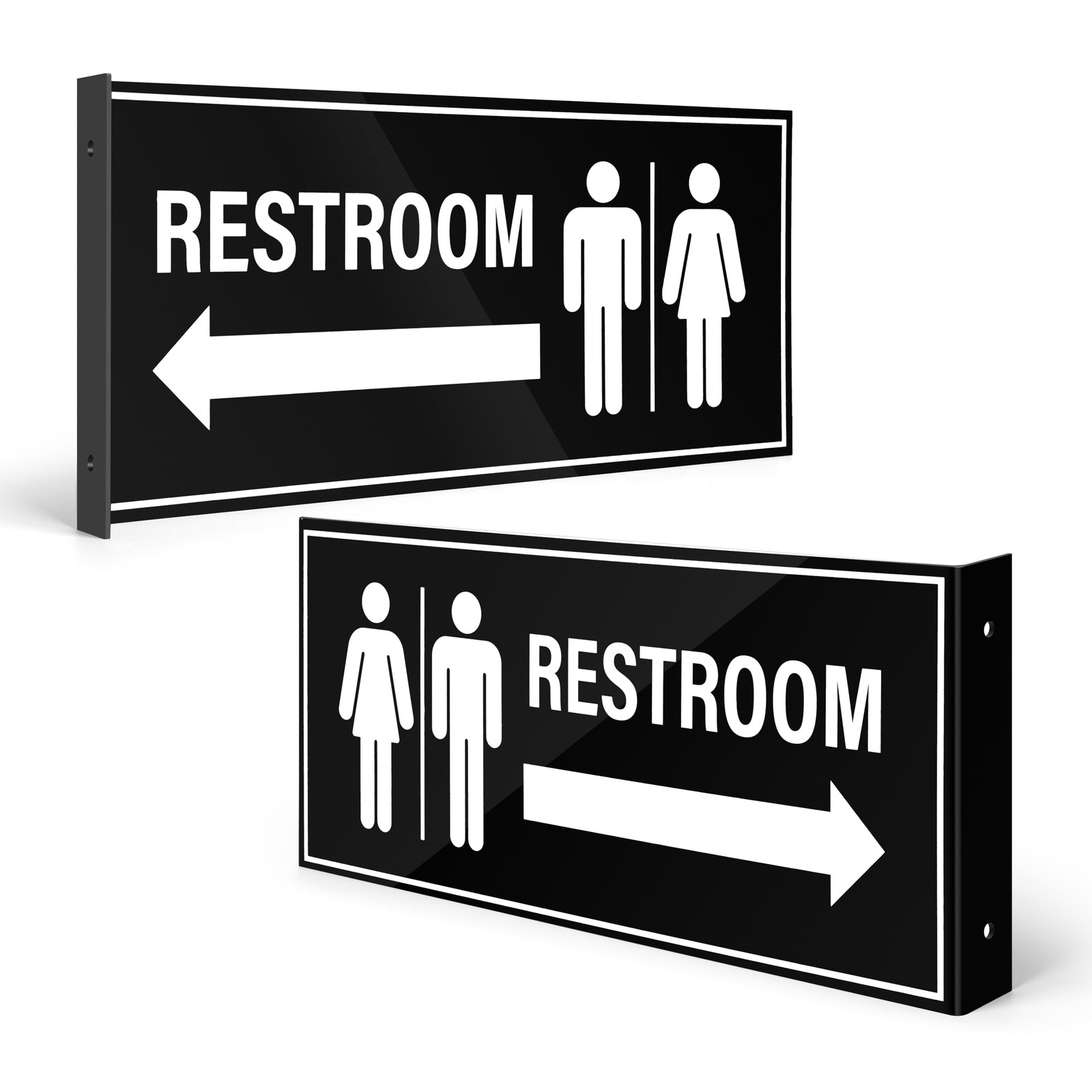 2pk Restroom Sign with Arrow