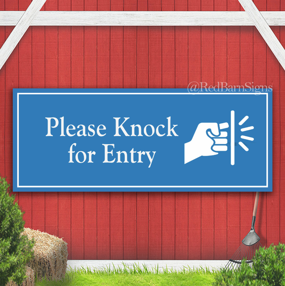 PLEASE KNOCK FOR ENTRY Indoor Outdoor Banner Sign with grommets