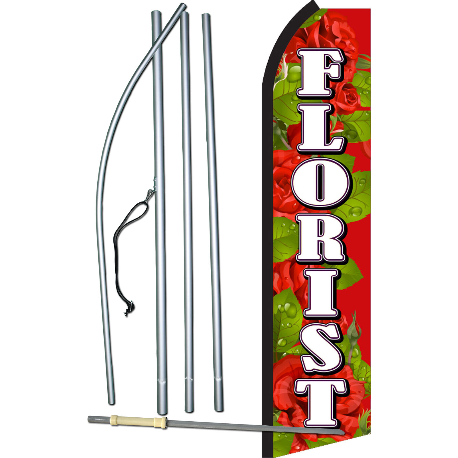 Florist Roses/Wht Swooper Flag Kit