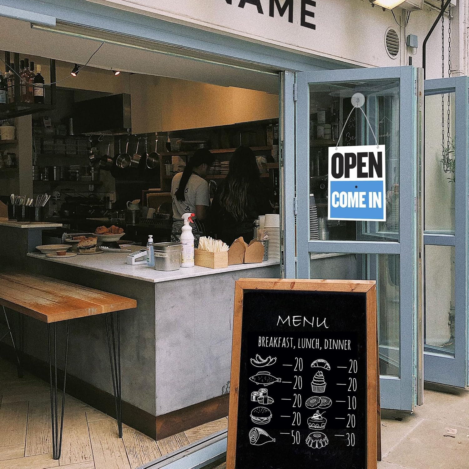 Open Closed Signs for Business, Double-Sided Vinyl Open Signs for Business Windo