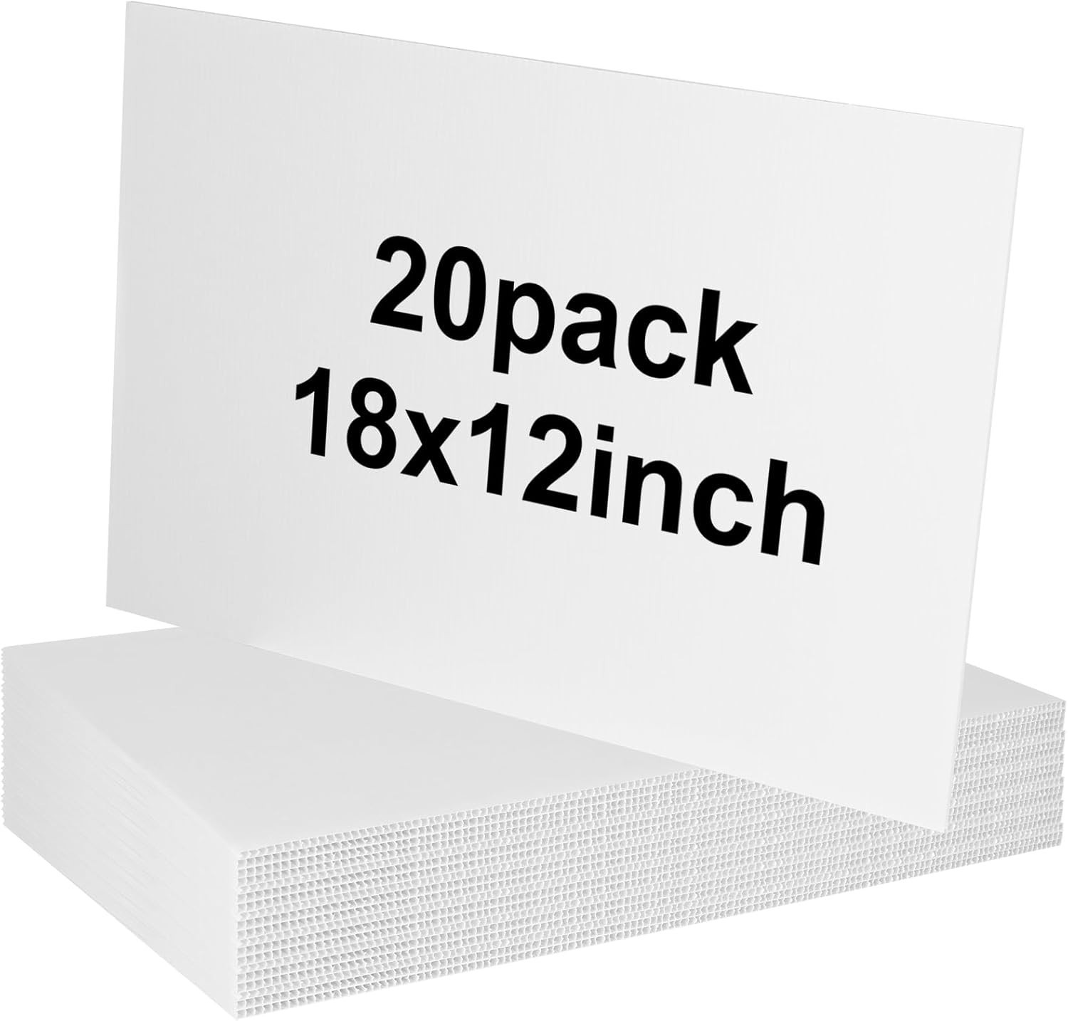 20 Pack 18” x 12” White Corrugated Plastic Sign Blank Board Double Sided