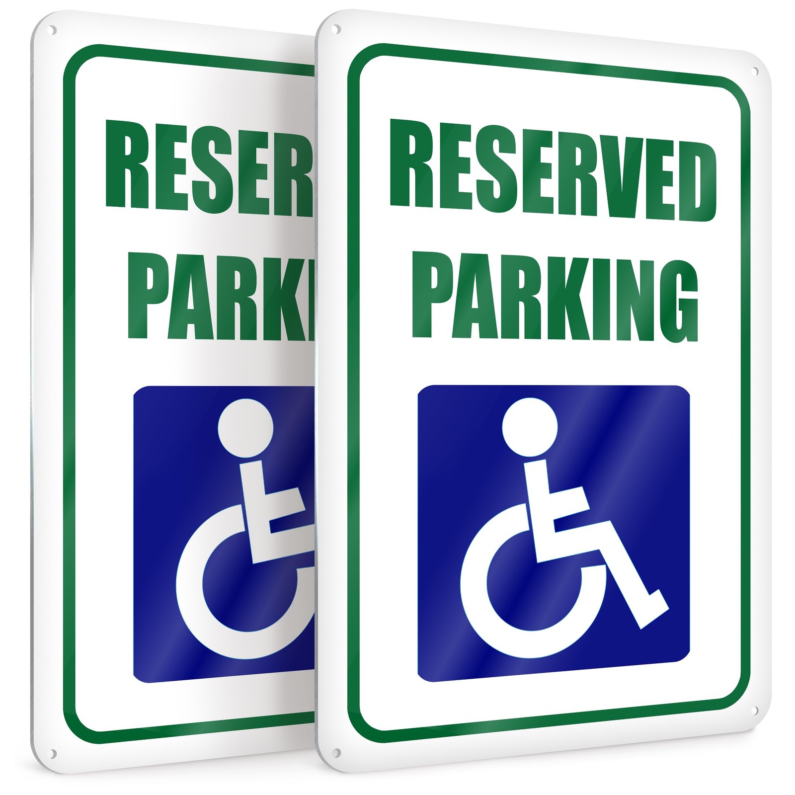 2 PC Handicap Reserved Parking Signs, 8X12 Reflective Aluminum Disabled Parking
