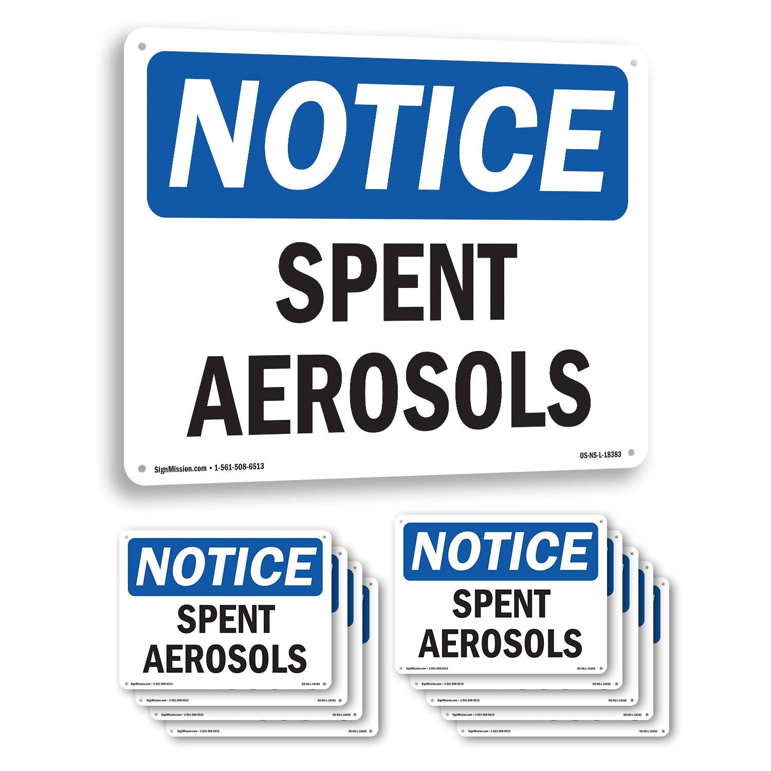 Spent Aerosols OSHA Notice Sign Metal, Plastic, Or Decal – 5 or 10 Pack