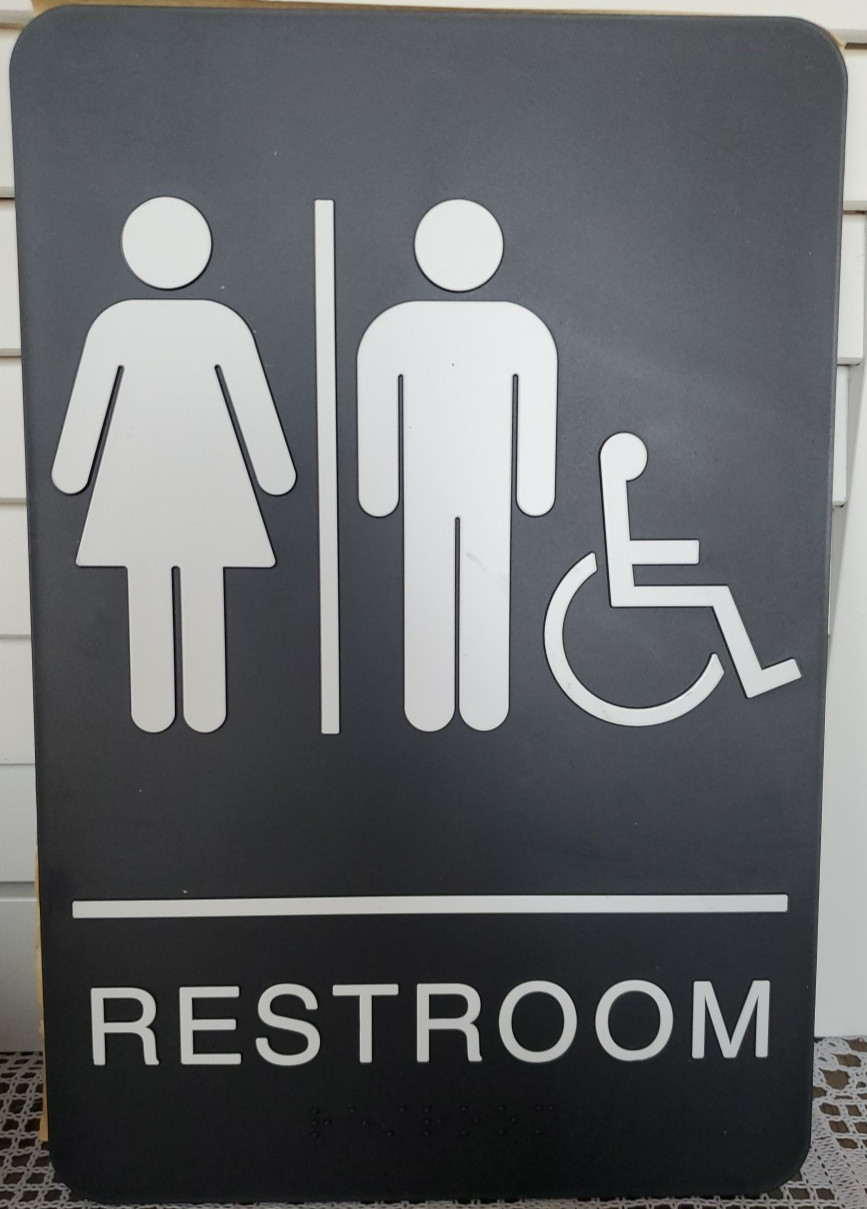 ​New 6×9 ADA Restroom Sign Choice of Men Women Accessible With Braille Public