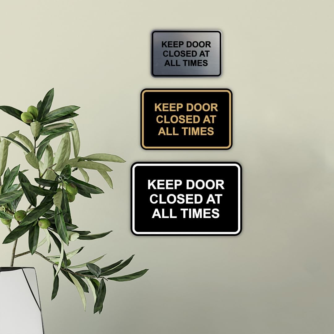 Keep Door Closed At All Times Sign Framed Red Large Security Plate 1 PCS