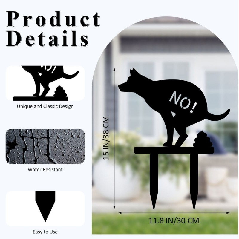 Beautiful Animal Design Garden Warning Sign Metal Yard Lawn Patios Stake Black