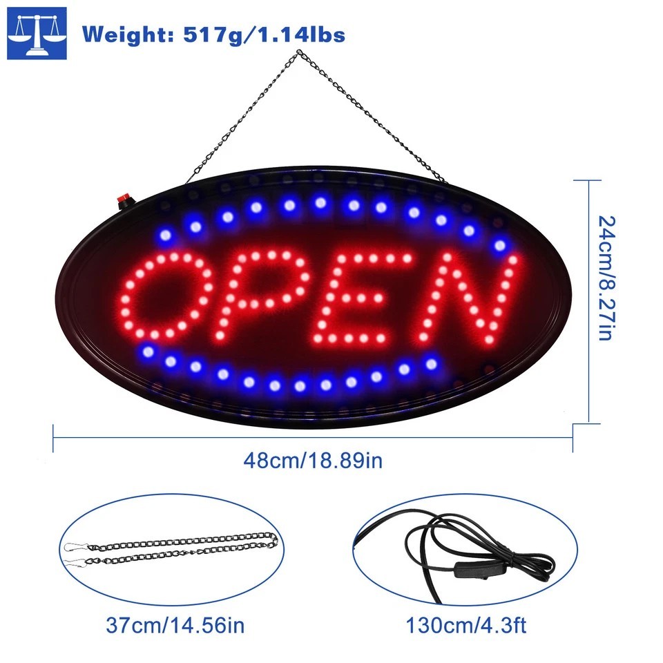 Ultra Bright LED Neon Open Sign Flash/Normal Lighting Store Business Sign Animat