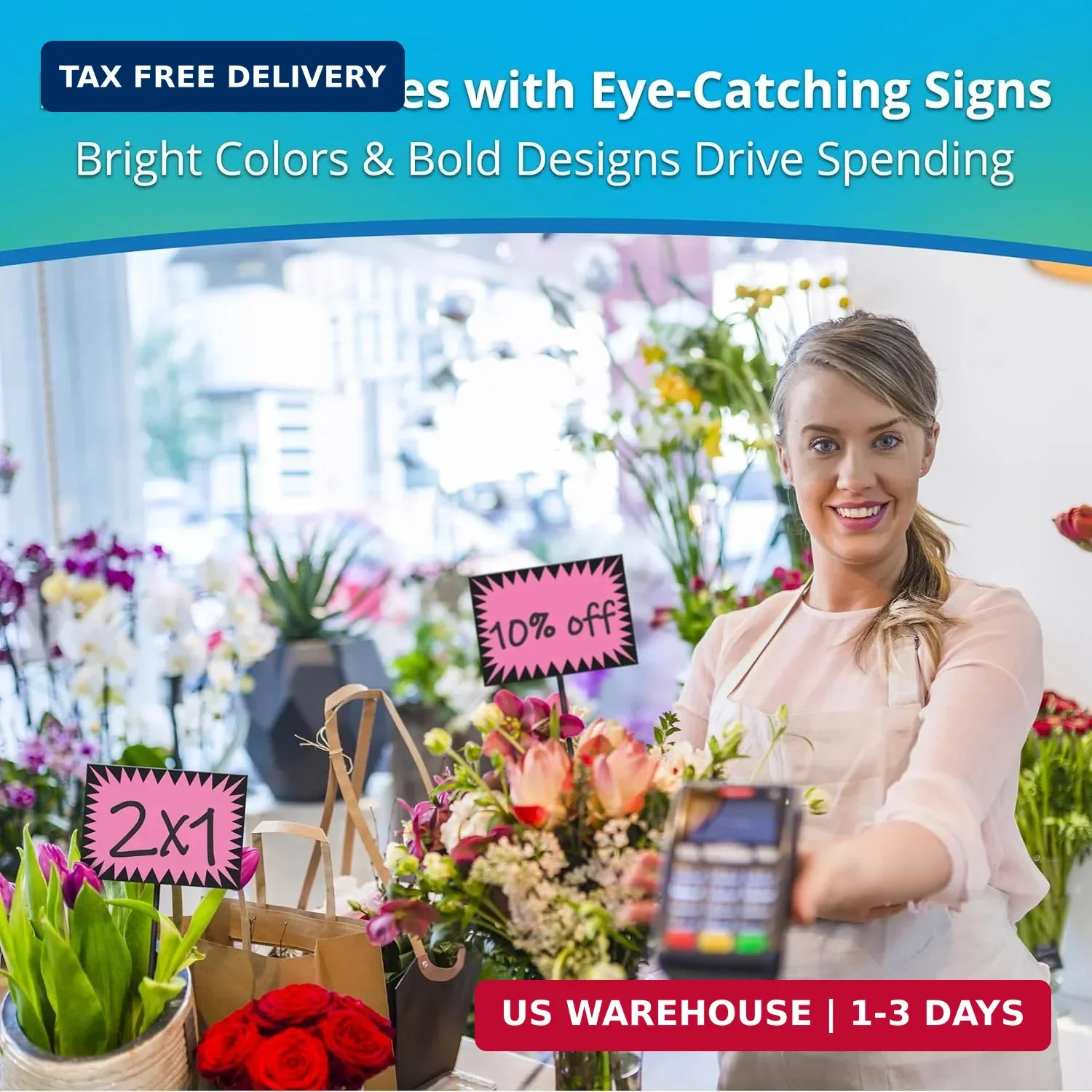 Price Burst 60 Pink Sign Pack. Boost Sales with Bright Display Tags. Durable, Ea