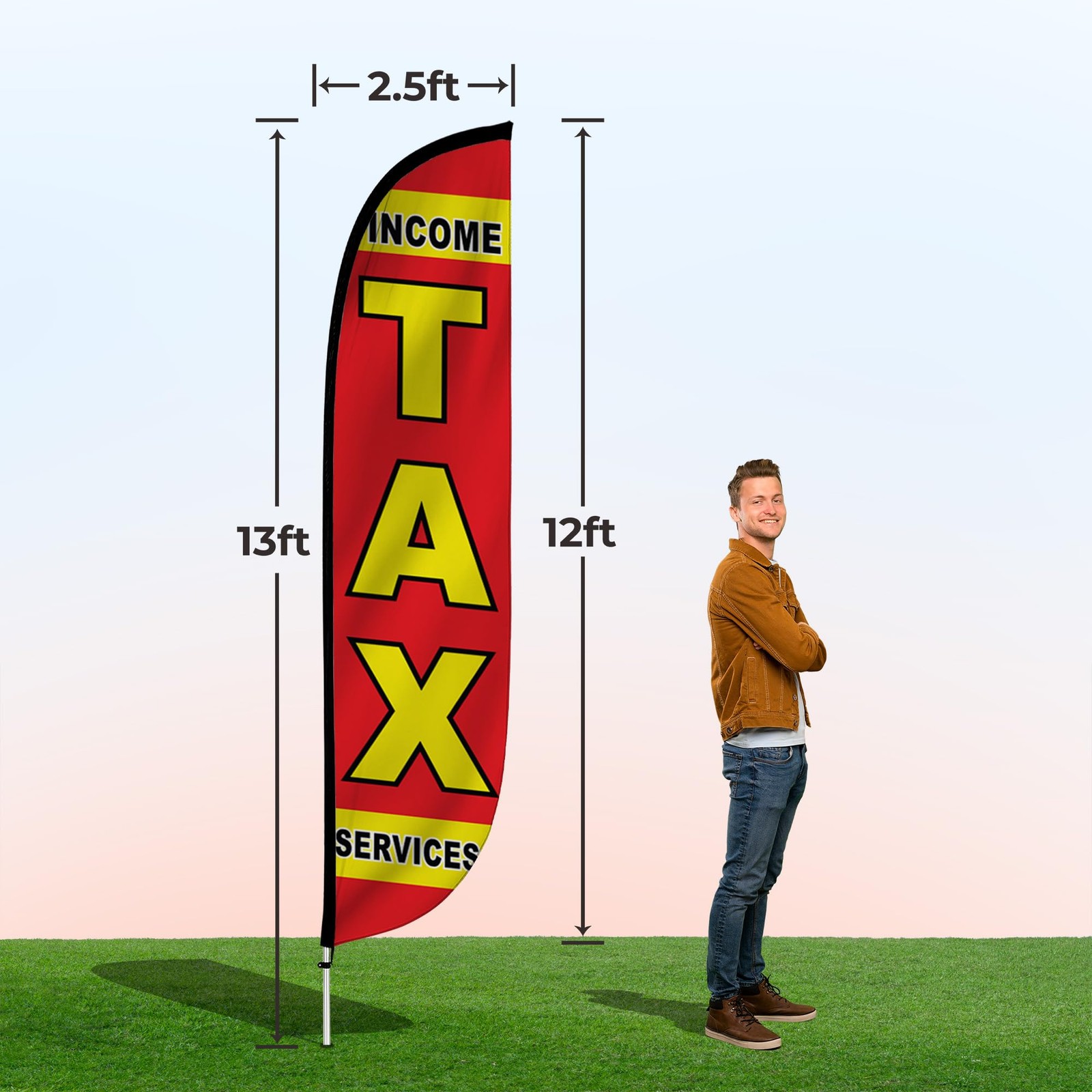 Feather Flag Pole Kit – 12 Feet Tall Advertising Flag Banner with Fiberglass …