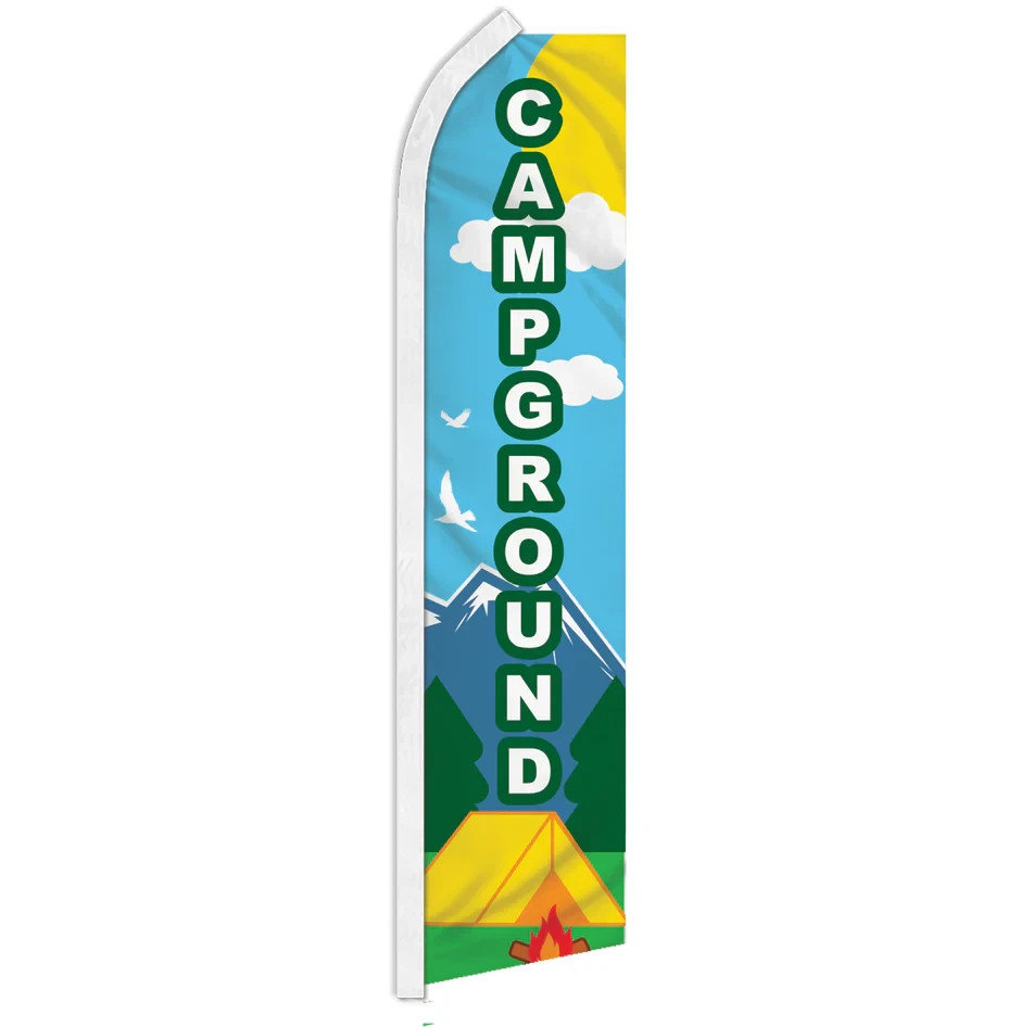 Campground Blue Swooper Flutter Feather Advertising Camping Banner Flag