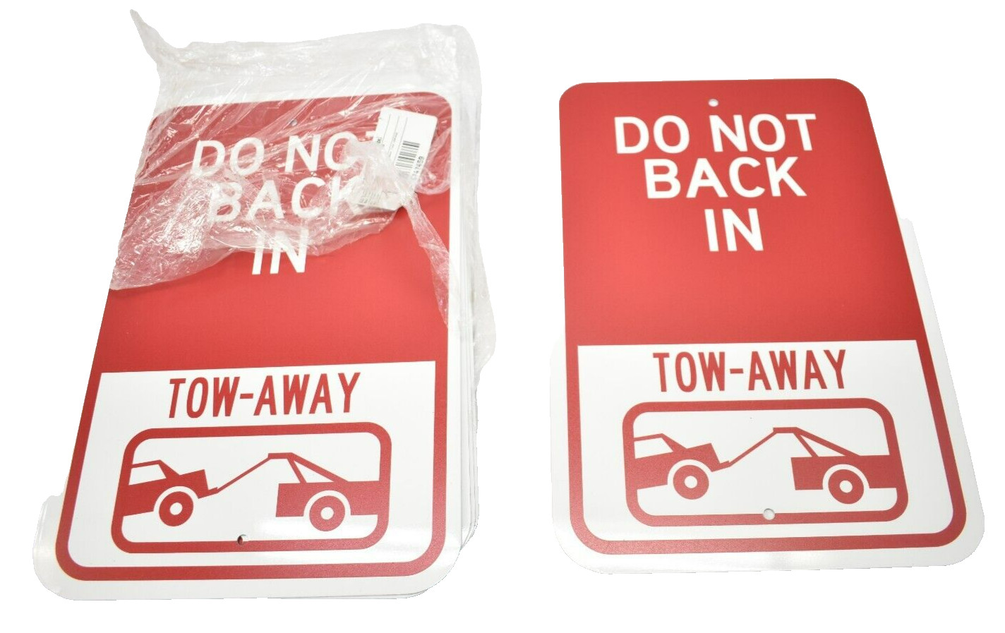 Lot of 8 Do Not Back In Tow Away Signs Aluminum Reflective 12″ x 18″ Red/White