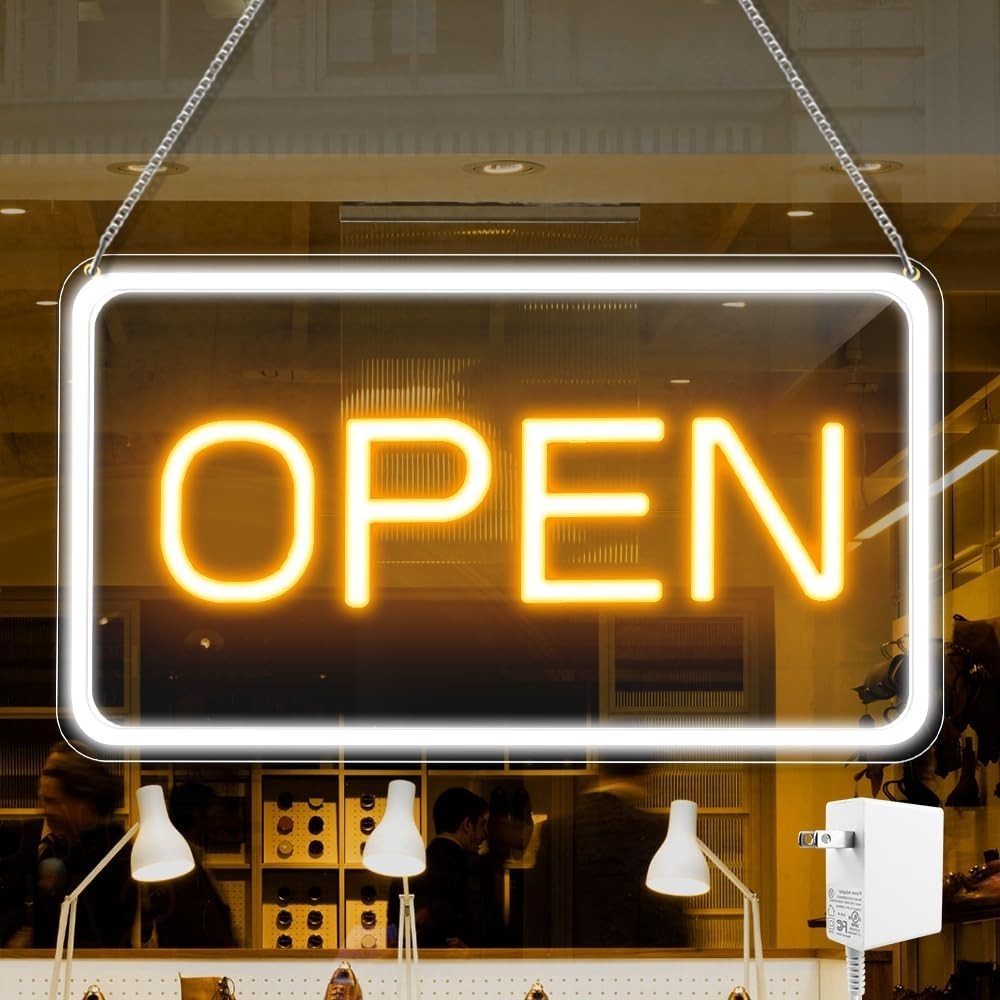 LED Open Sign 16×9 inch, 12V Super Bright Open Signs for Business, Open Neon…