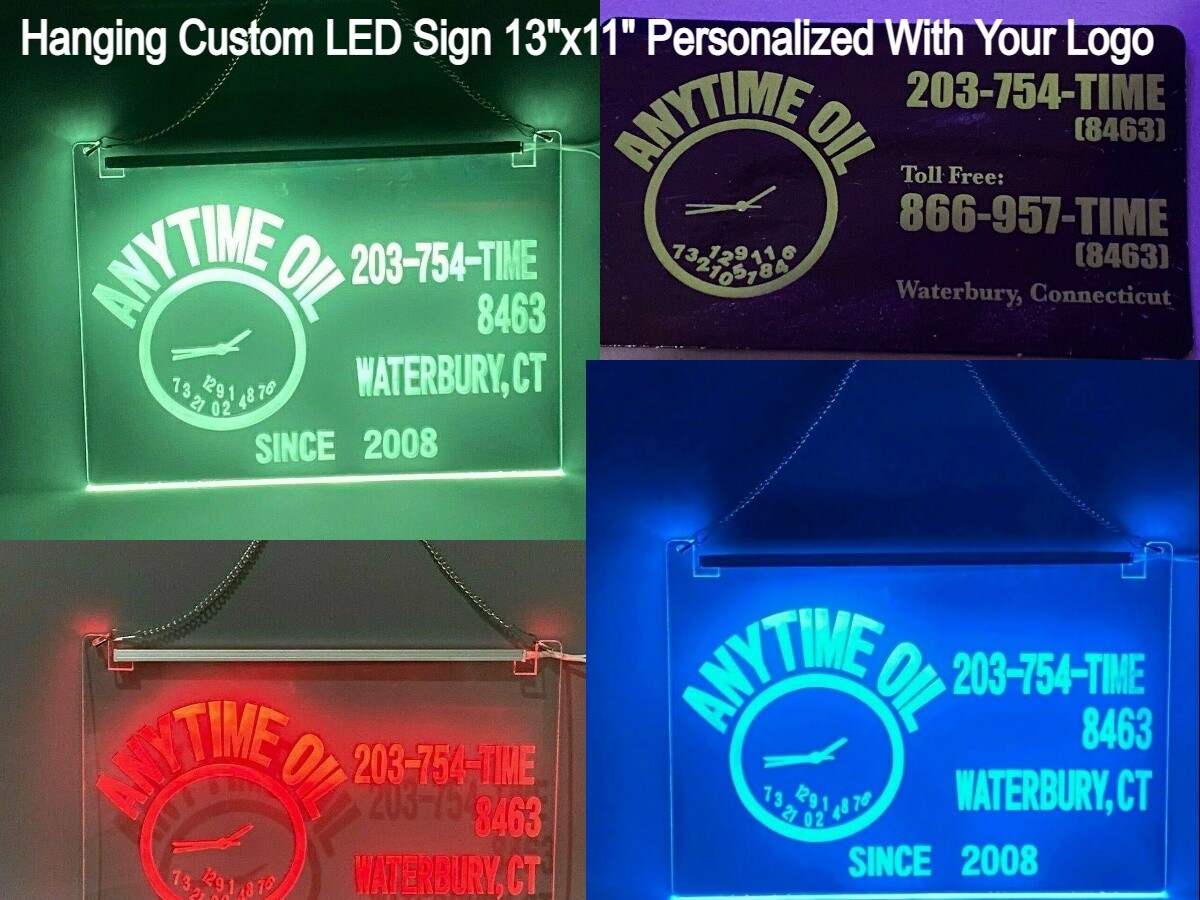 Hanging Custom LED Sign 13″x11″ Personalized With Your Logo 16 Colors and Remote