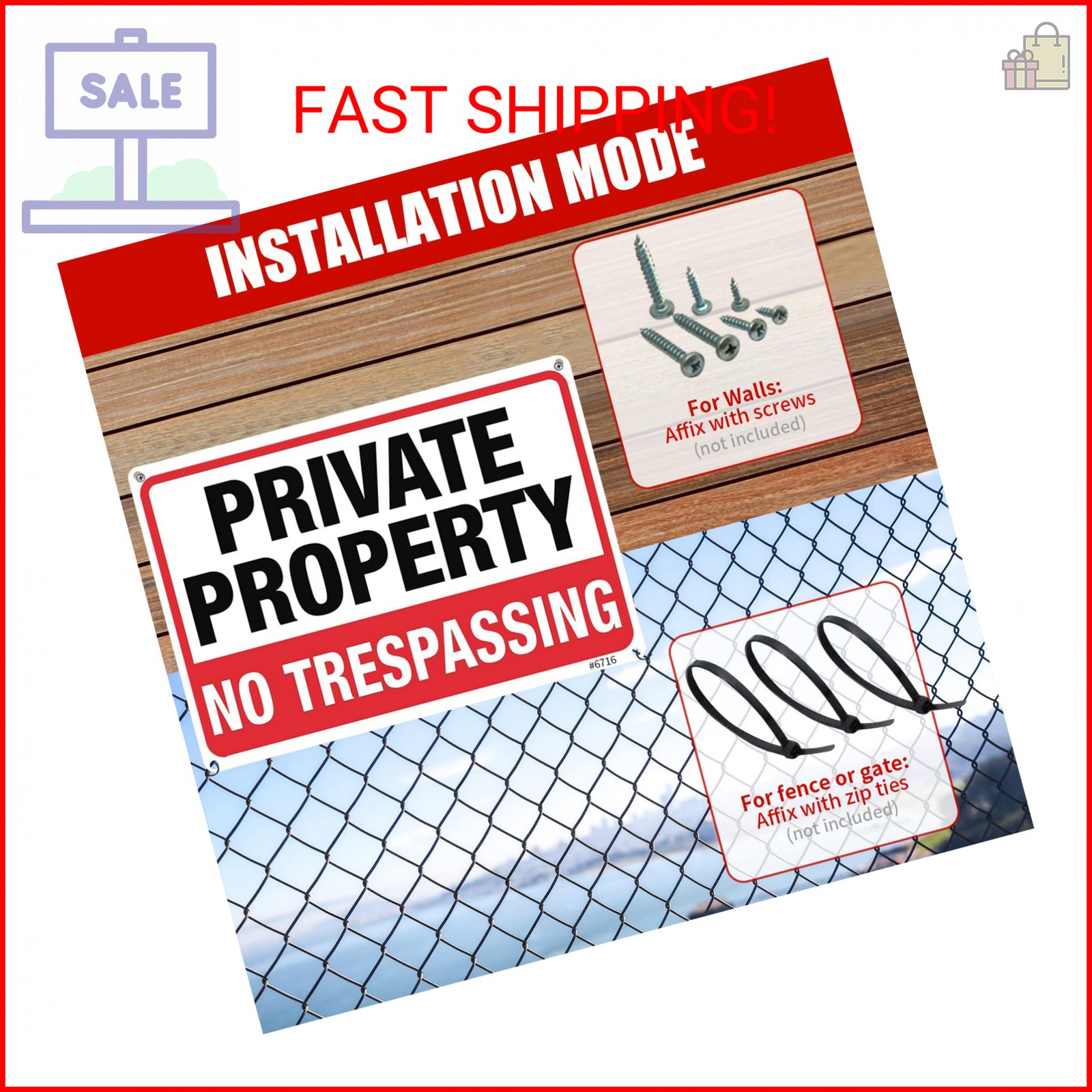 4-Pack Private Property No Trespassing Signs, 10×7 Inch Heavy Duty Rust-Free Alu