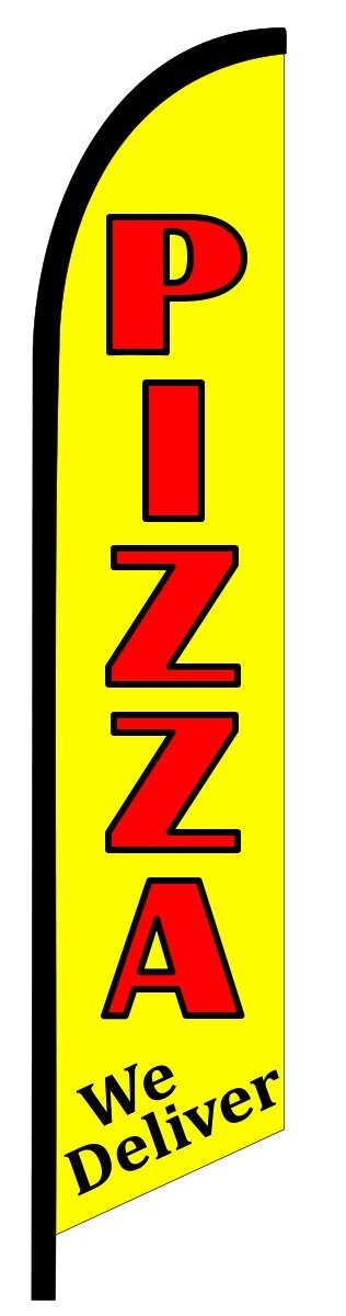 PIZZA DELIVER REGULAR or DOUBLE SIDED SWOOPER FEATHER FLAG BANNER YELLOW 7844y