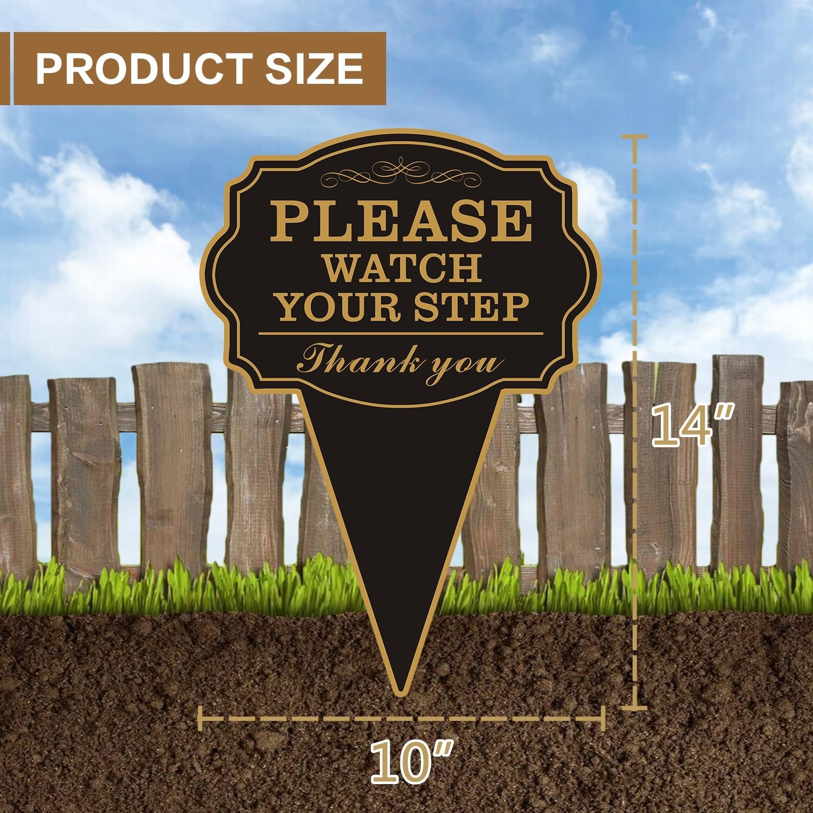 Double Sided Yard Sign, 2PACK-10″x14″ Caution Watch Your Step Garden with Sta…