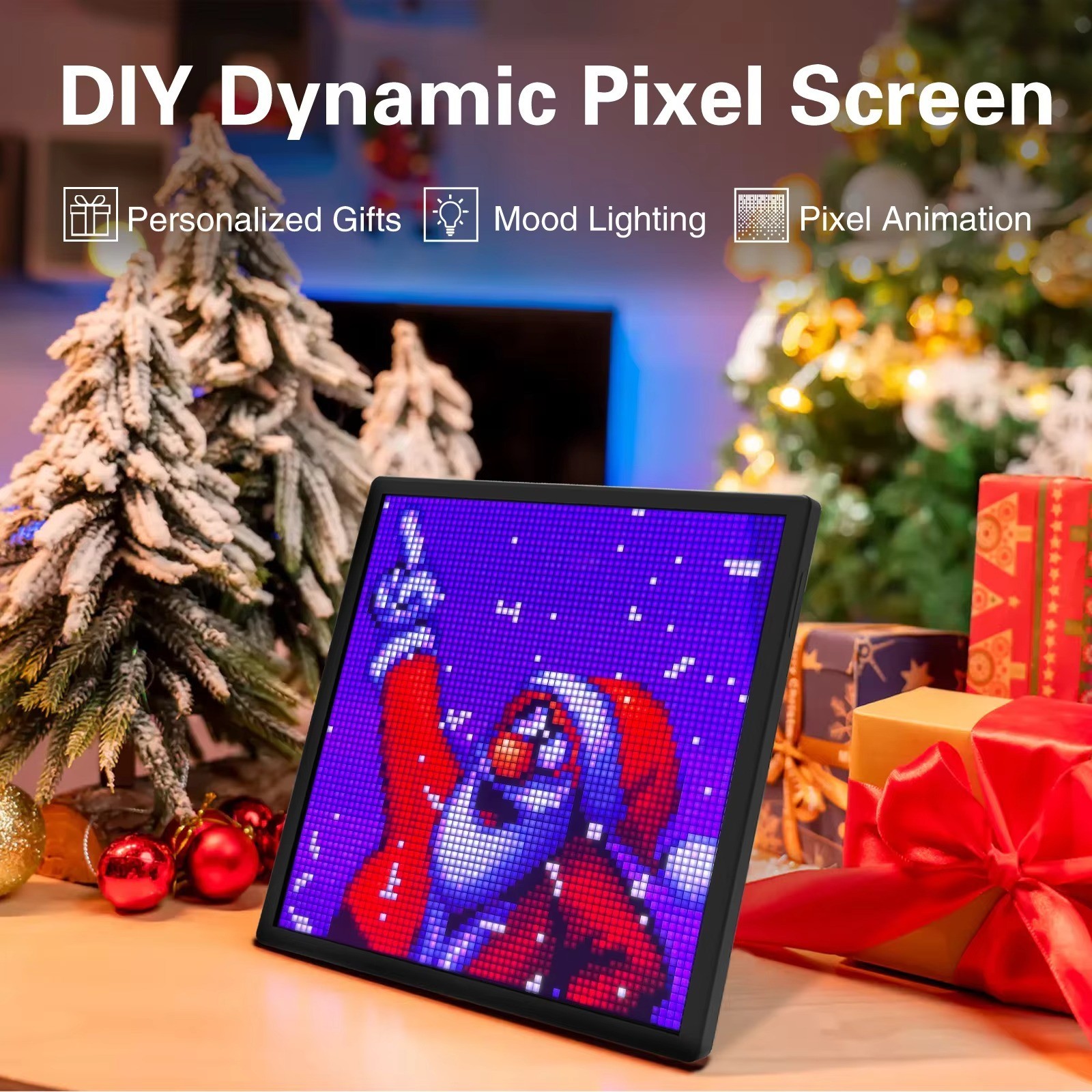 64×64 LED Pixel Display Screen 10.2″/26cm Smart App RGB Night Light Frame