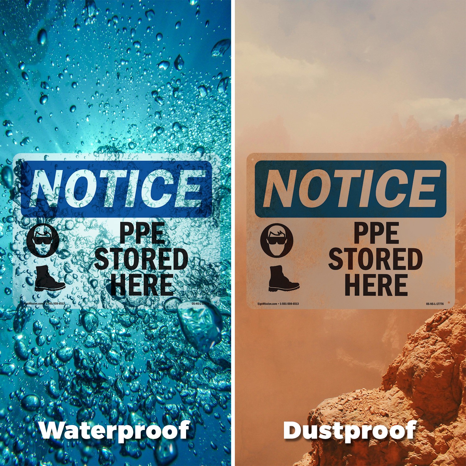 PPE Stored Here OSHA Notice Sign Metal, Plastic, Or Decal – 5 or 10 Pack