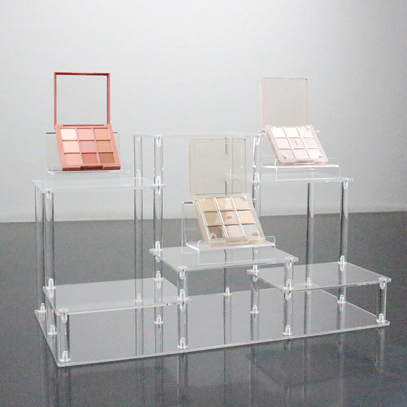 Clear Tiered Acrylic Display Stand Home Office Shop Collectable Plastic Shelf