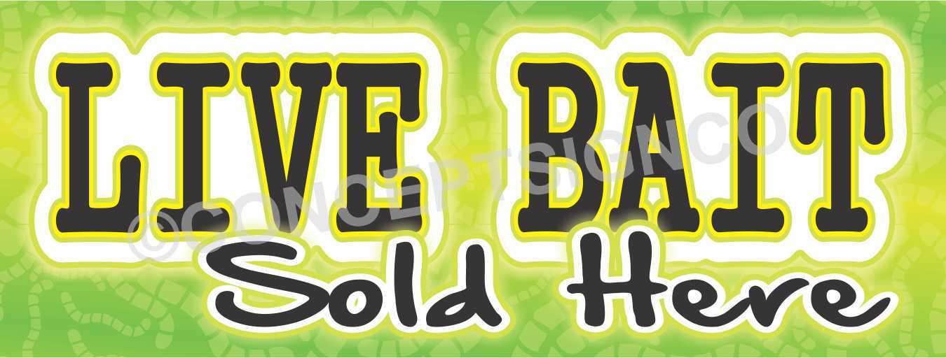 2’X5′ LIVE BAIT SOLD HERE BANNER Outdoor Signs Fresh Fishing Tackle Shop Fish