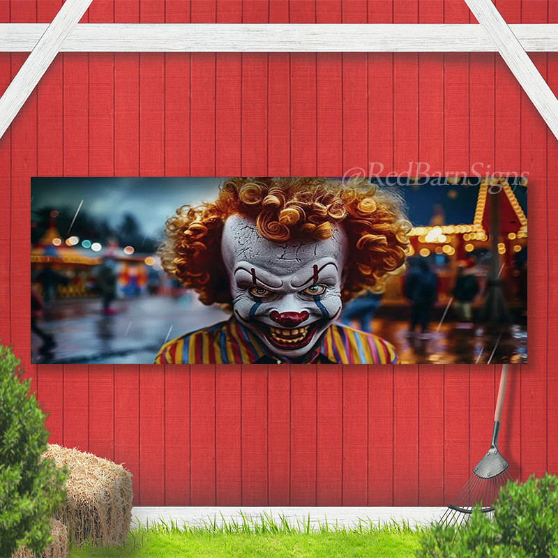 Scary Clown Halloween Garage Door Banner Decor Joker Yard Decoration