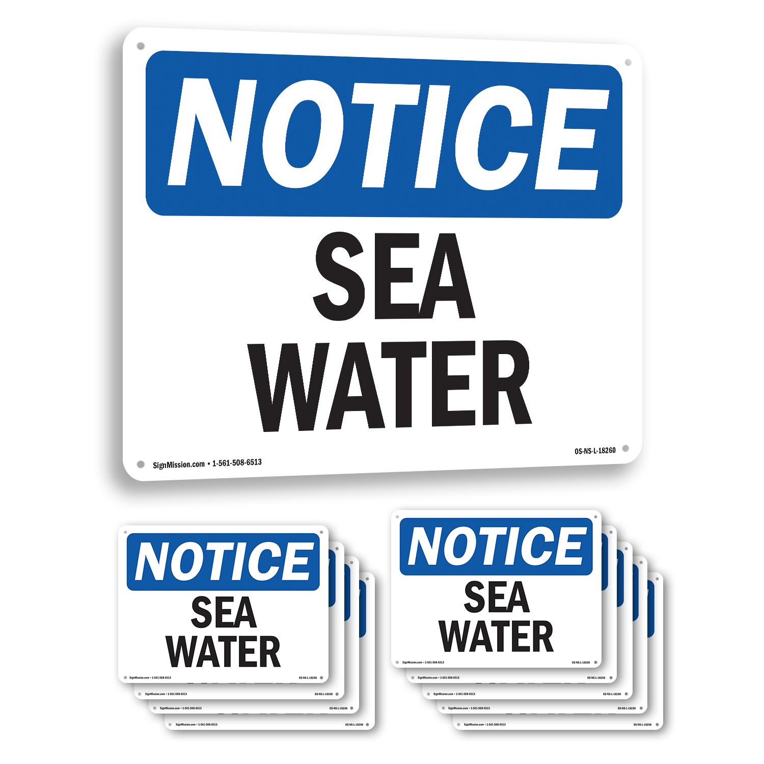 Sea Water OSHA Notice Sign Metal, Plastic, Or Decal – 5 or 10 Pack