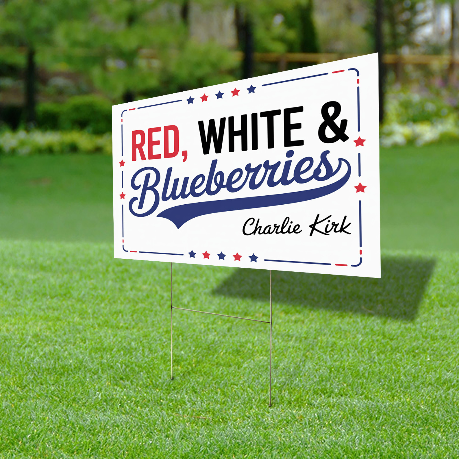 Red White & Blueberries Yard Sign Patriotic Funny Outdoor Lawn Garden Decoration