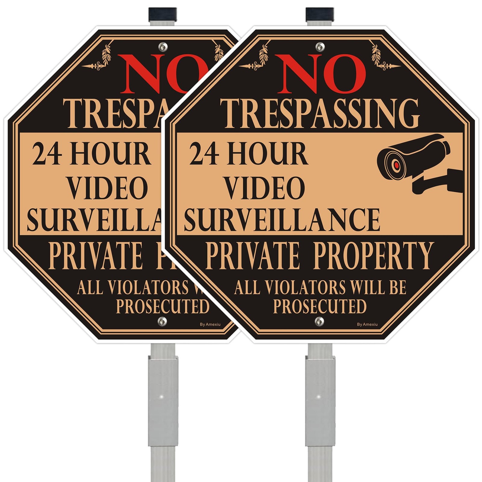 No Trespassing Sign Private Property with 28″ Alloy Long Stake – 10 x 10 Inch…