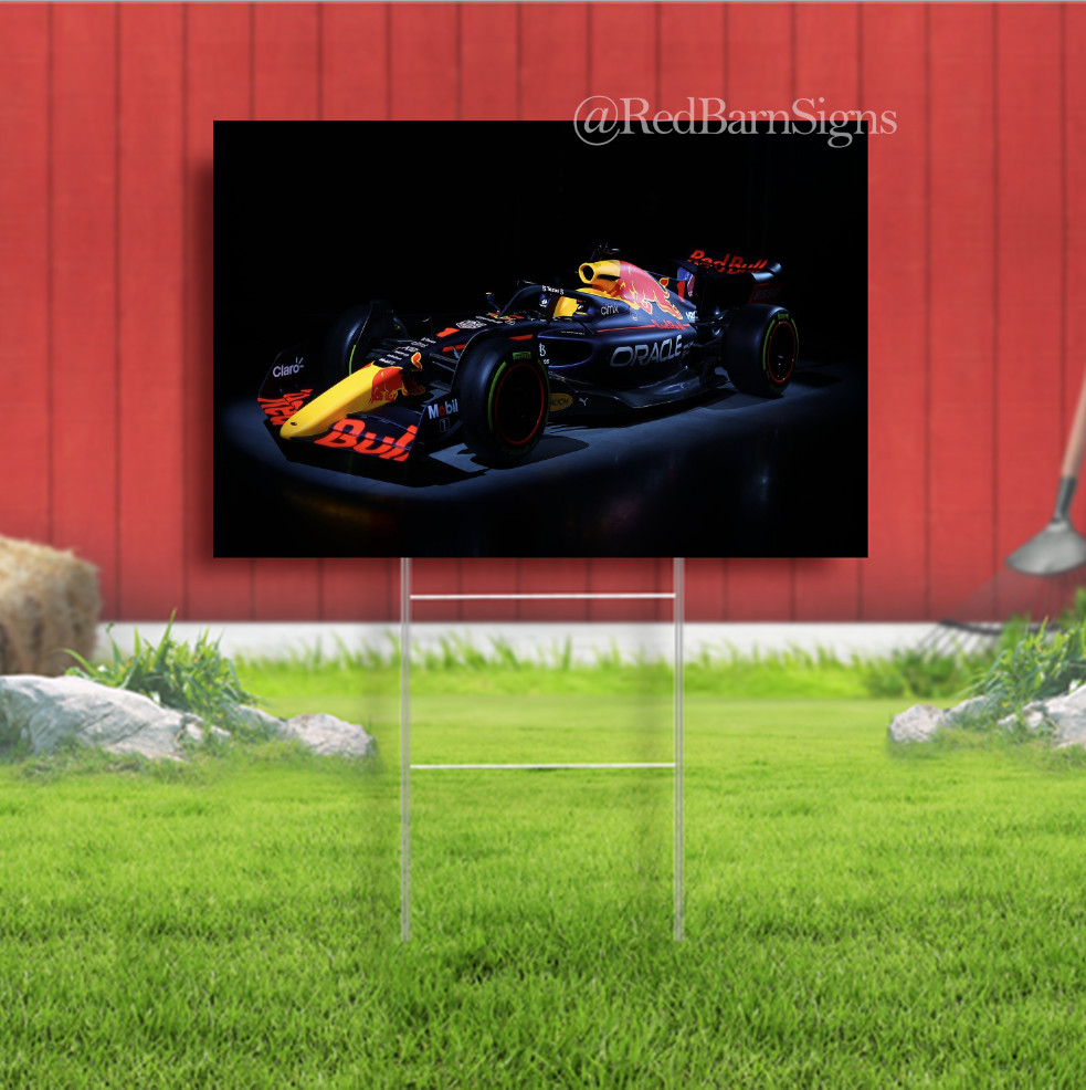 Oracle Red Bull Racing Indoor Outdoor Yard Sign with metal stakes