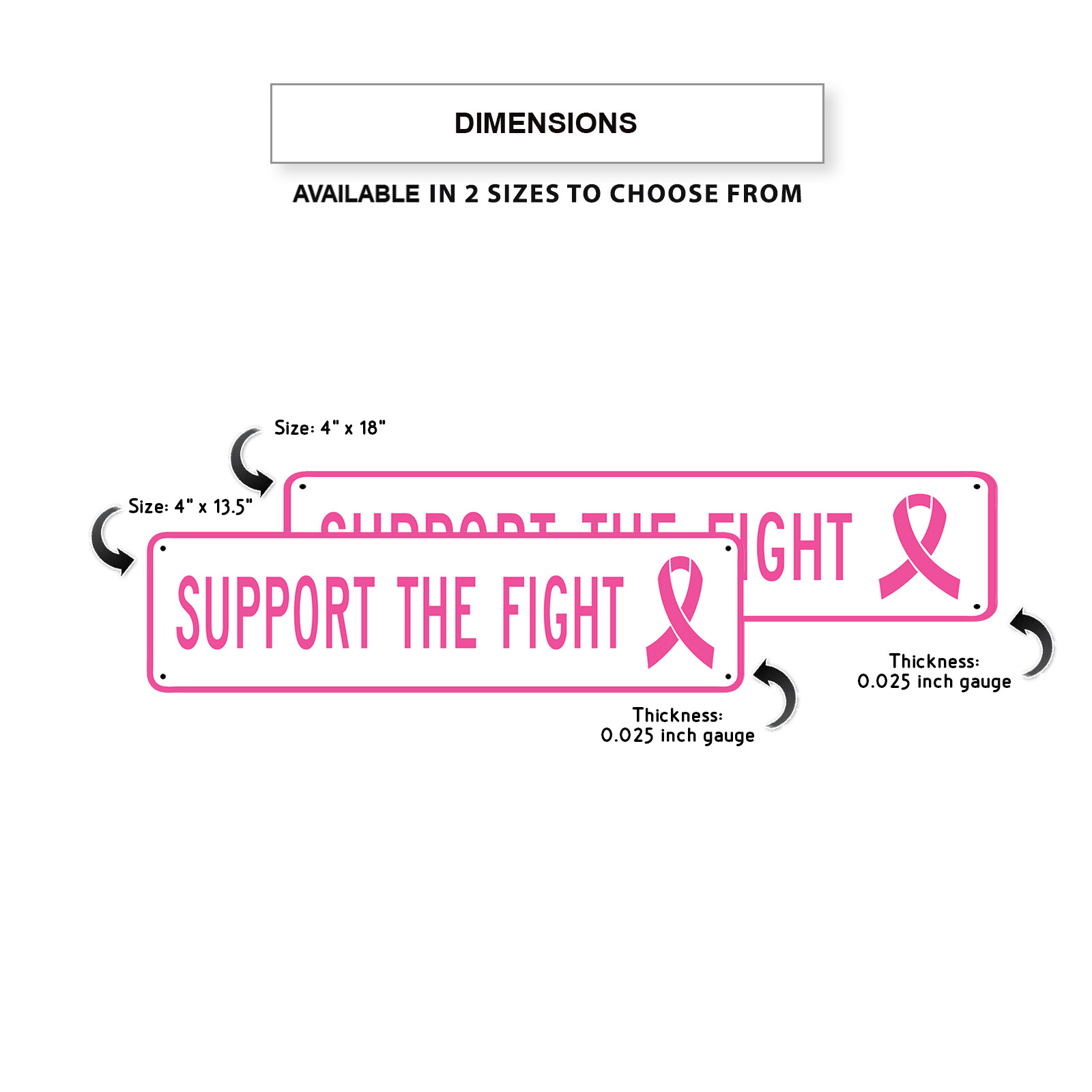 Support The Fight Breast Cancer Awareness Novelty Street Aluminum Metal Sign
