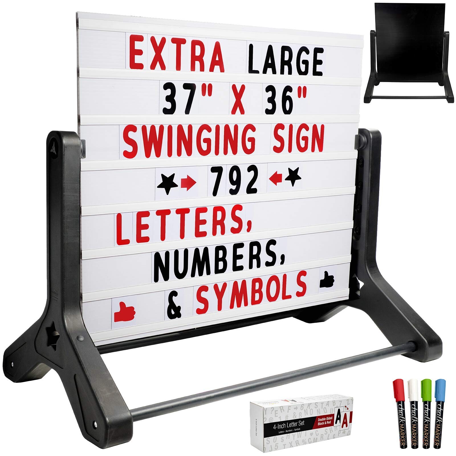 Excello Global Products Swinging Changable Message Sidewalk Sign: 37″ x 36″ S…