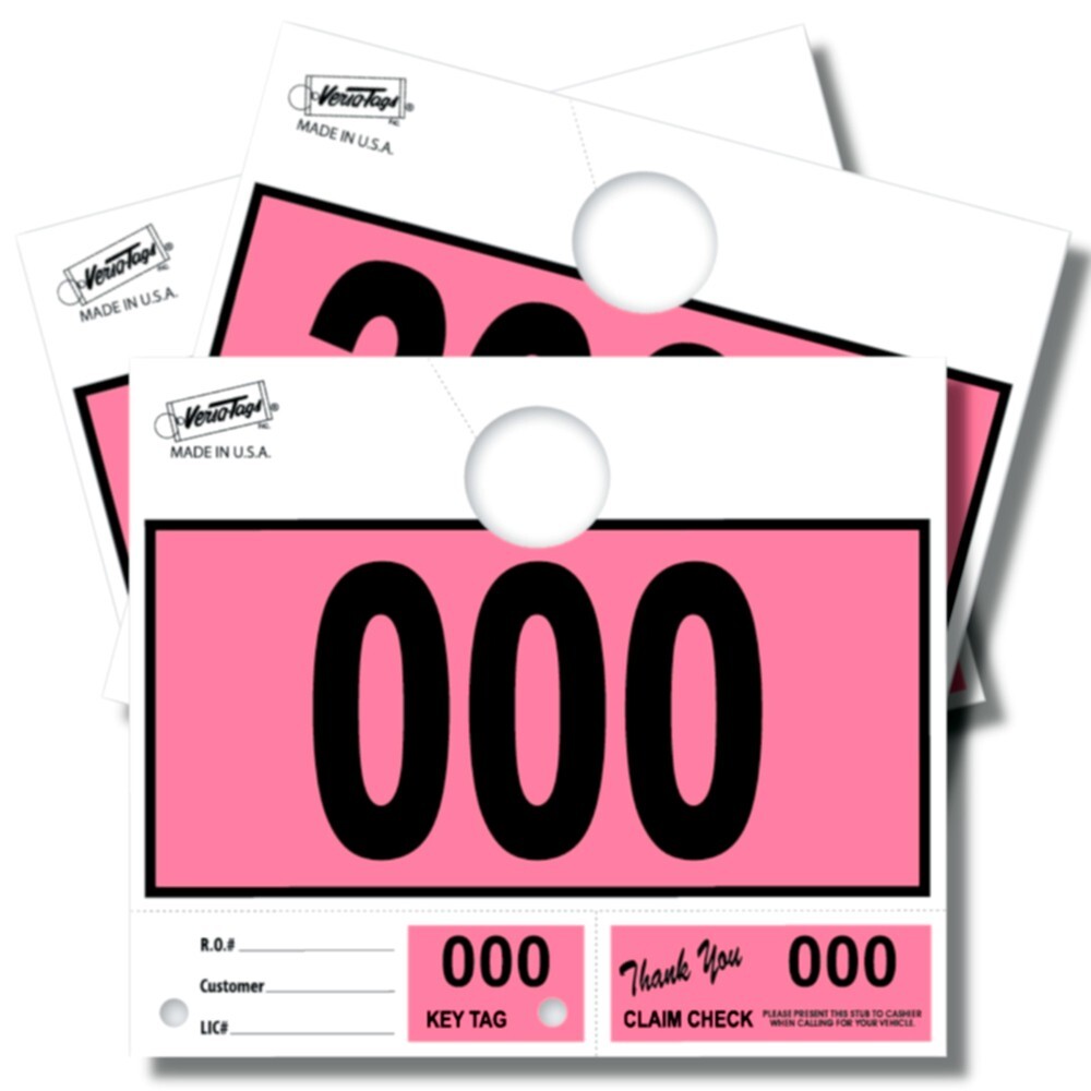 1000 Car Dealer Service Hang Tags Mechanic Repair Shop 3 Piece System – Pink