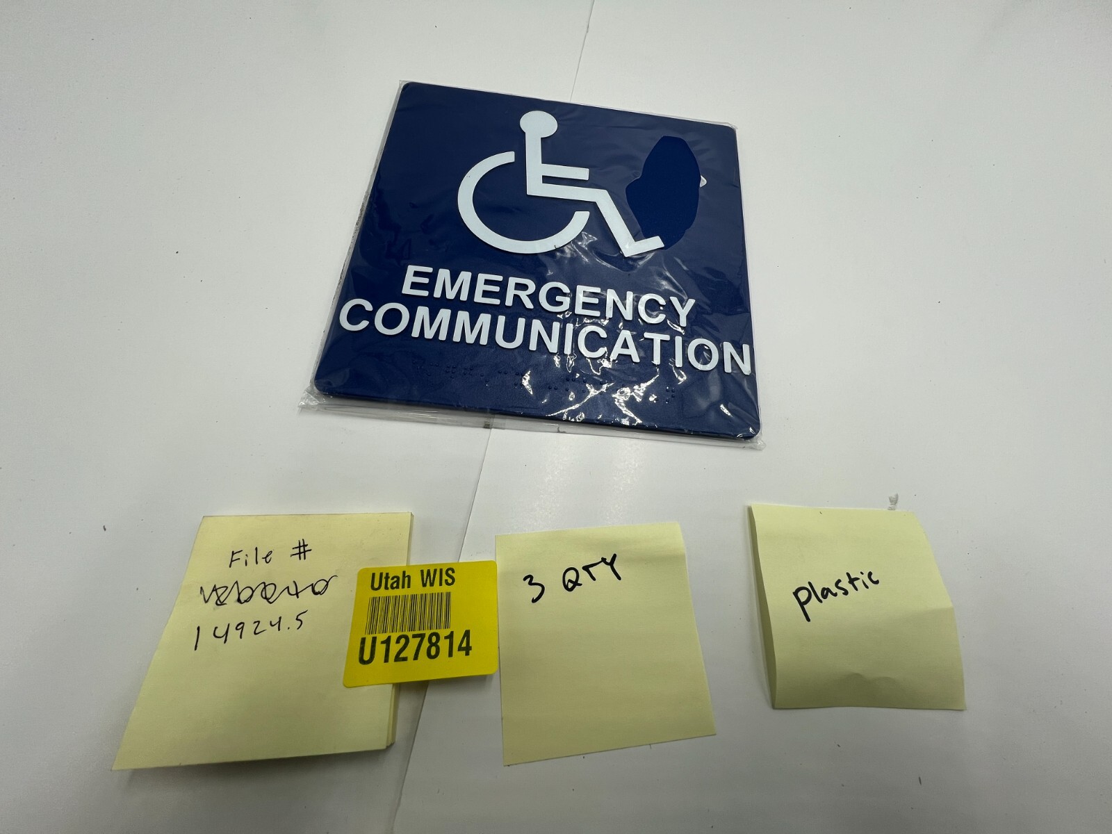 (Qty 3) Alpha RSN7087 Emergency Communication Sign 8″x8″ Plastic Blue