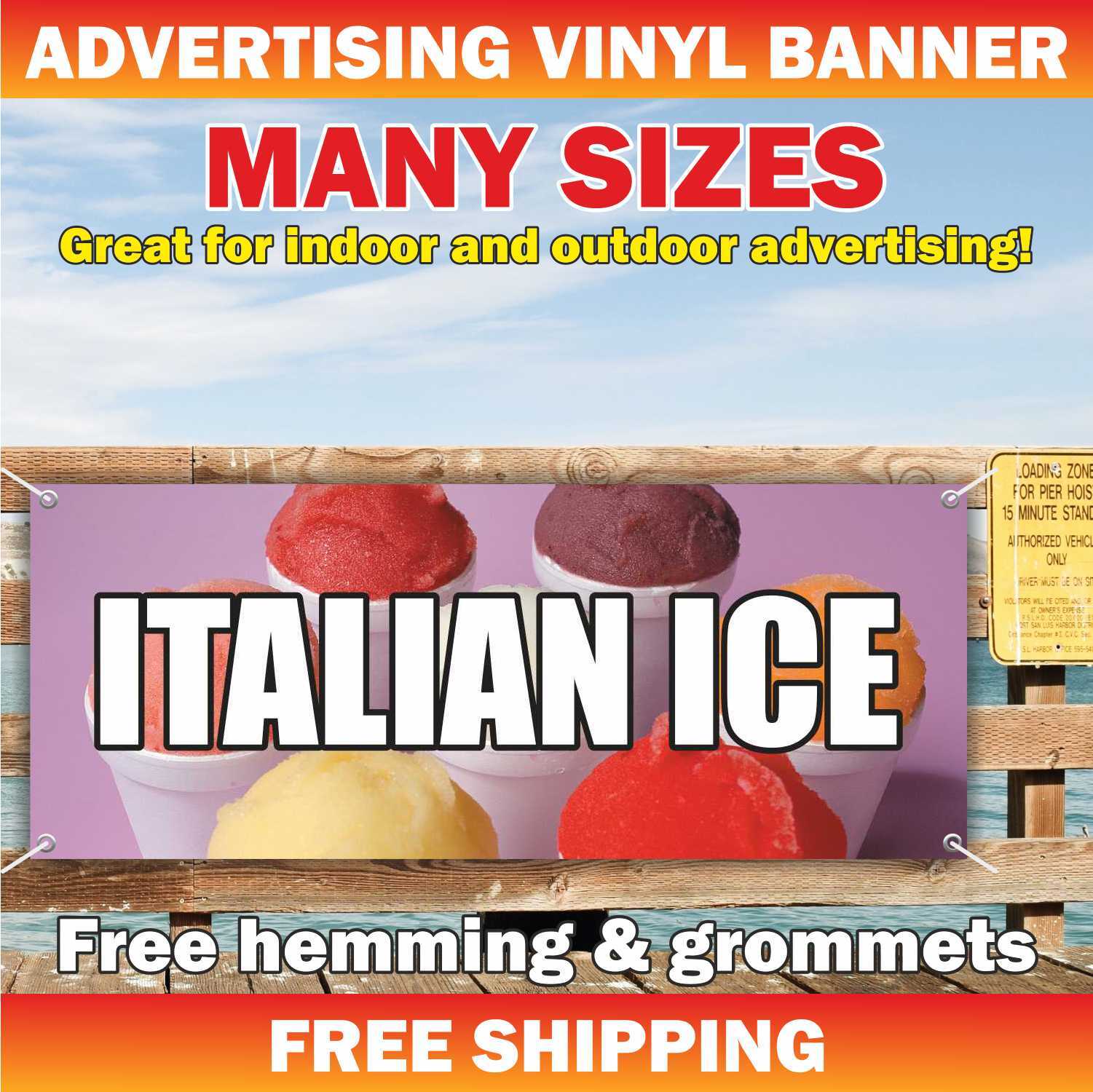 ITALIAN ICE Advertising Banner Vinyl Mesh Sign bar buffet shop cold drinks cream