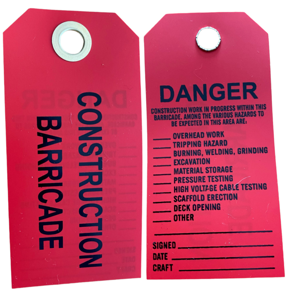 Construction Barricade Warning Sign Hang Tags DANGER (Red) 3″ x 6″ – Pack of 25