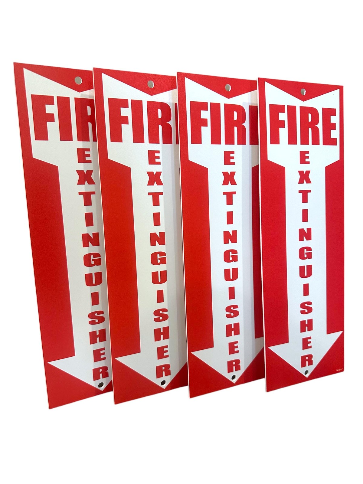 (4 pack) 4″ x 12″ Fire Extinguisher Sign, Red White Sign