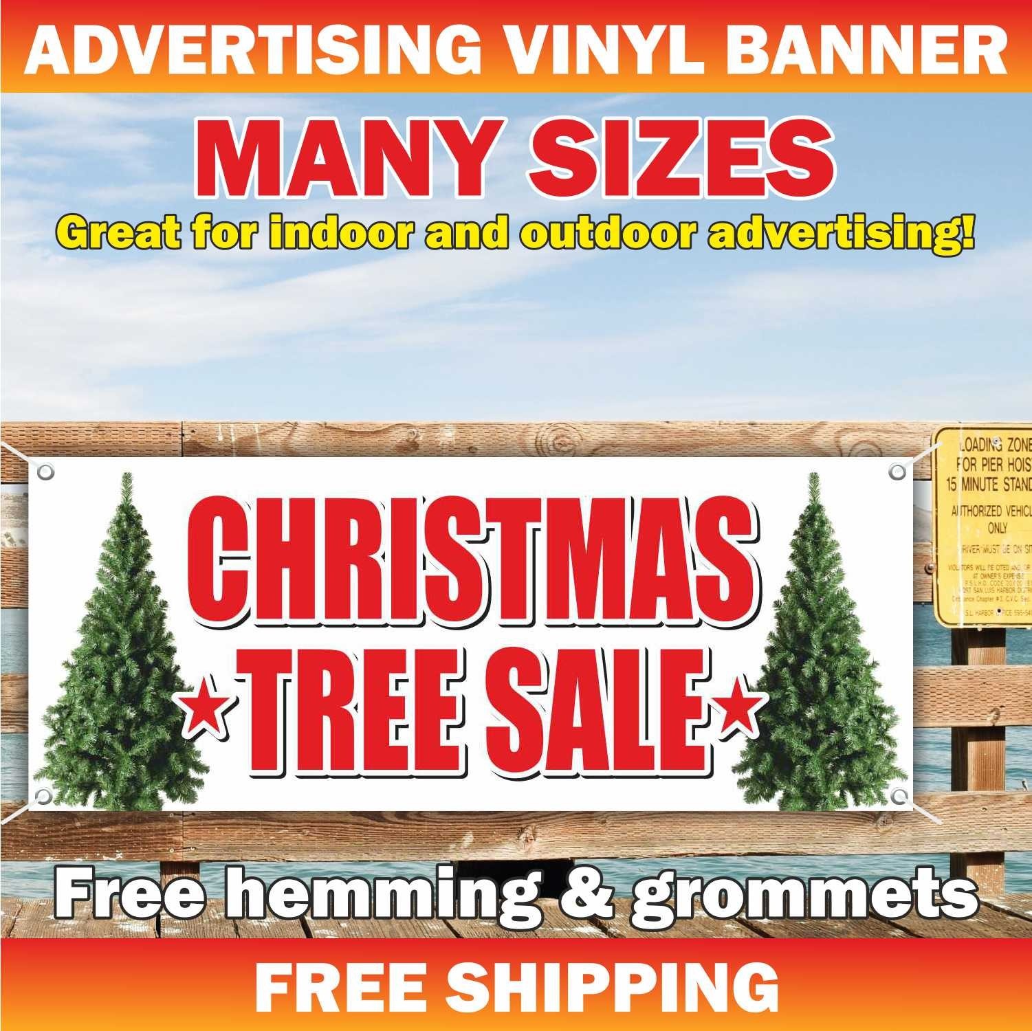 CHRISTMAS TREE SALE Advertising Banner Vinyl Mesh Sign Xmas Live Tree Fir Xmas