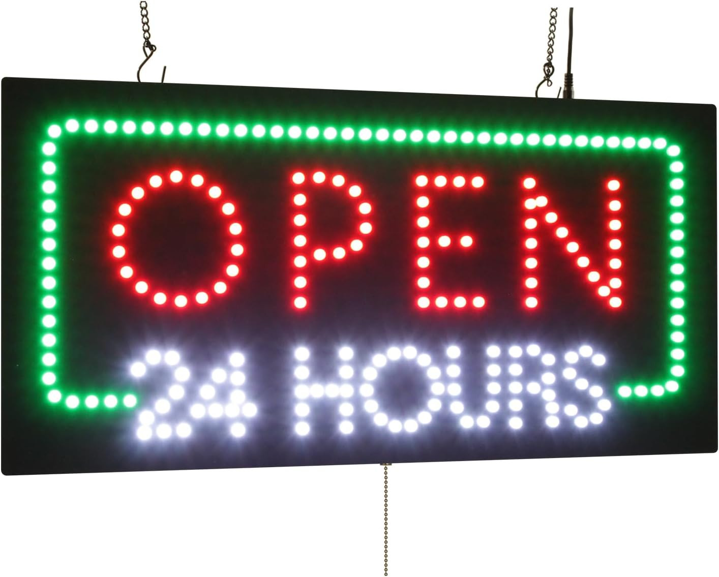Open 24 Hours Sign, 24″X12″, 60X30Cm, , Signage, LED, Bright, Open, Signboard, D
