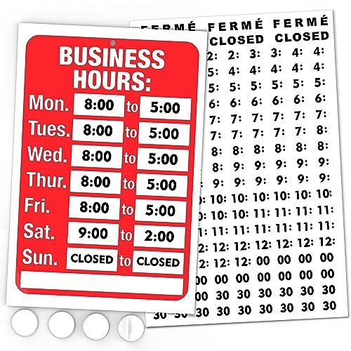 Business Hours Sign Opening Hour Sign Kit Changeable Store Hours Sign Hours