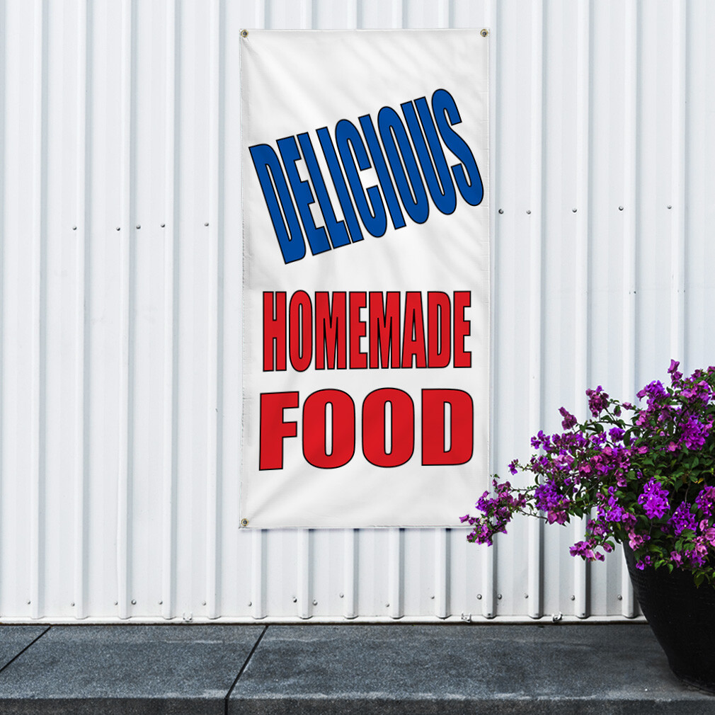 Vertical Vinyl Banner Multiple Sizes Delicious Homemade Food Business Outdoor
