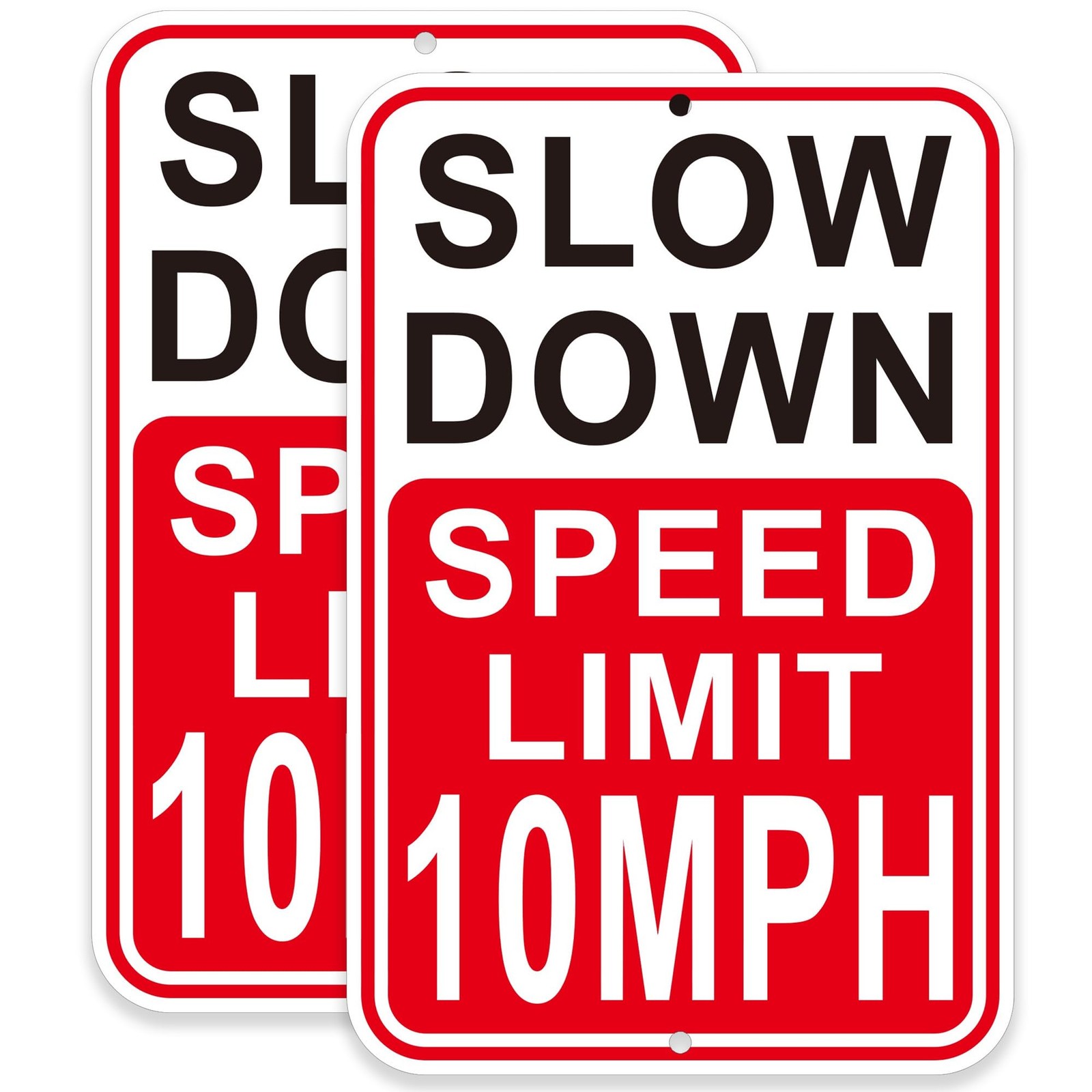 2 Pack Slow Down Speed Limit 10MPH Sign 18×12 Reflective Aluminum Fade Resistant