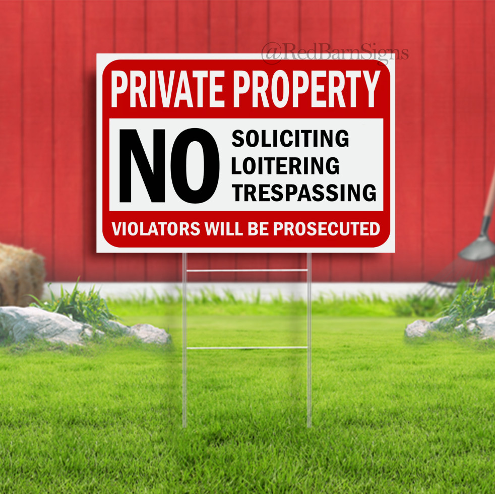 No Trespassing No Soliciting Yard Sign No Loitering Sign Home Property Security